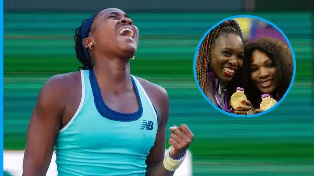 Pictured: Coco Gauff, with Venus & Serena Williams inset.