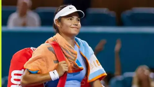 Pictured: Emma Raducanu after her match