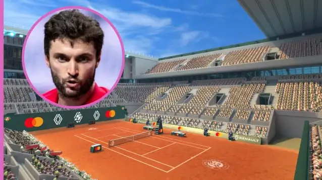 Pictured: Gilles Simon. and Court Philippe Chatrier on Tennis Clash