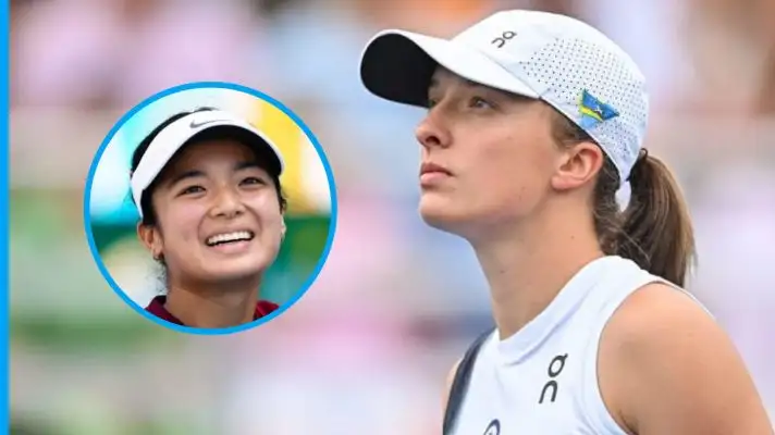 Iga Swiatek with Alex Eala, who beat her at the Miami Open.