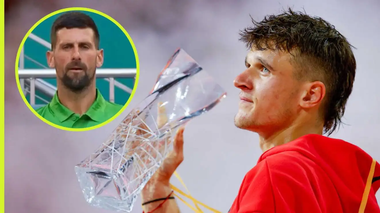 Pictured: Jakub Mensik with Novak Djokovic inset