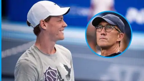 Pictured: Jannik Sinner and coach Darren Cahill.