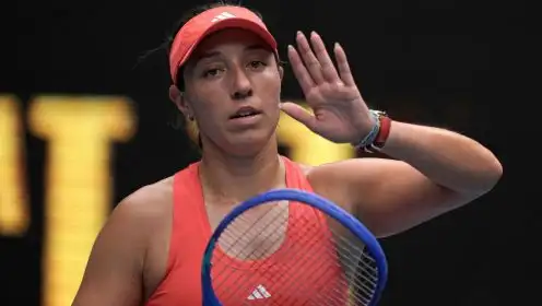 Jessica Pegula celebrates after beating Elise Mertens at the 2025 Australian Open.