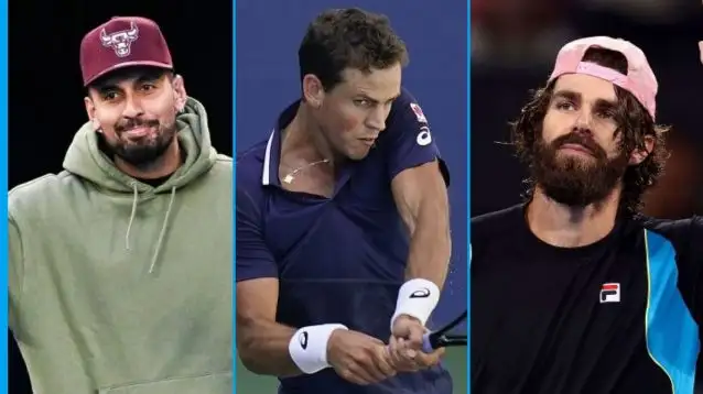 L-R: Nick Kyrgios, Vasek Pospisil, and Reilly Opelka.