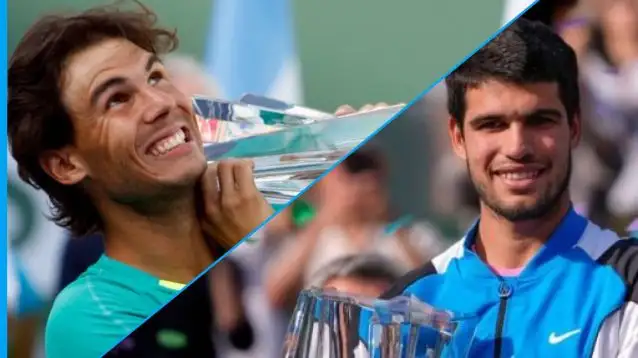 Pictured: Rafael Nadal & Carlos Alcaraz in Indian Wells.