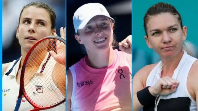 L-R: Emma Navarro, Iga Swiatek, and Simona Halep.