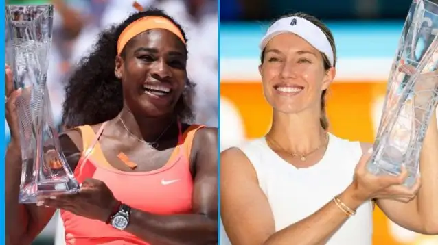 L-R: Serena Williams and Danielle Collins at the Miami Open.
