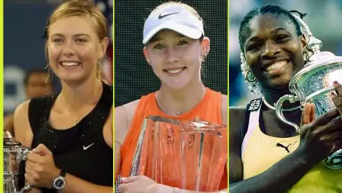 L-R: Maria Sharapova, Mirra Andreeva, Serena Williams
