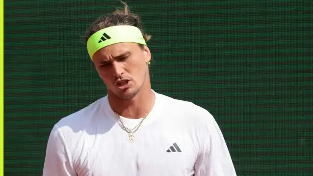 Pictured: Alexander Zverev frustrated