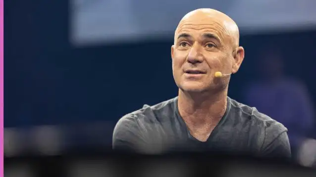 Pictured: Andre Agassi being interviewed