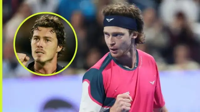 Pictured: Andrey Rublev and Marat Safin.