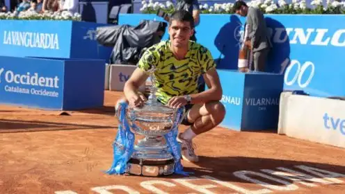 Pictured: Carlos Alcaraz at the 2023 Barcelona Open.