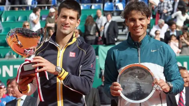 Novak Djokovic and Rafael Nadal at the 2013 Monte Carlo Masters.