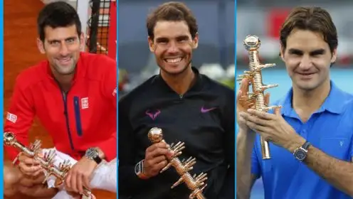 Novak Djokovic, Rafael Nadal and Roger Federer at the Madrid Open