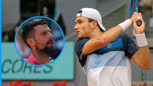 Pictured: Jack Draper and Novak Djokovic.