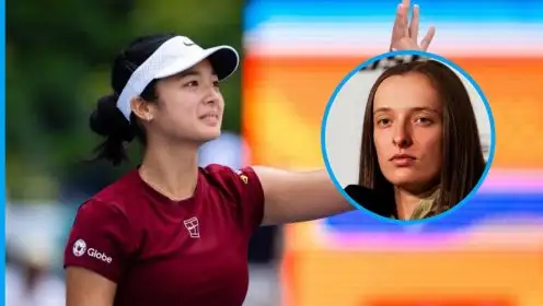 Pictured: Alex Eala and Iga Swiatek.