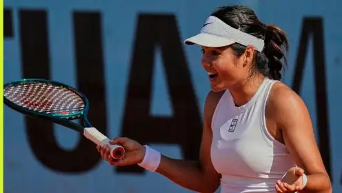 Emma Raducanu in action at the Madrid Open
