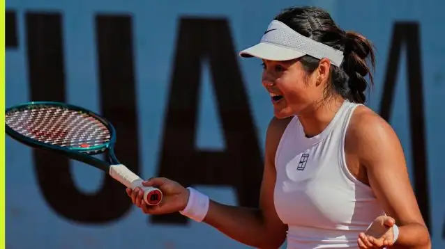 Emma Raducanu in action at the Madrid Open