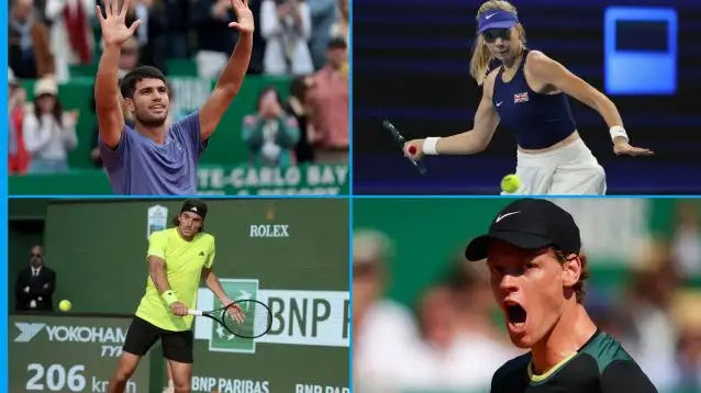 Carlos Alcaraz, Katie Boulter, Stefanos Tsitsipas and Jannik Sinner