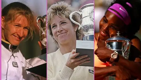 L-R: Steffi Graf, Chris Evert, and Serena Williams.