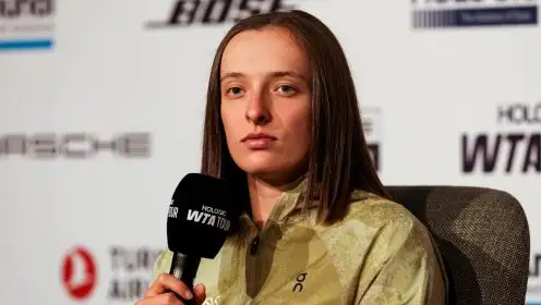 Iga Swiatek speaks to the media