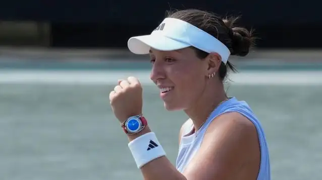 Jessica Pegula celebrates during a match.