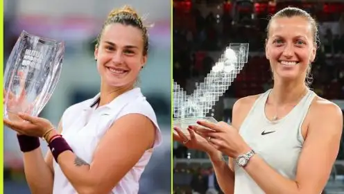 L-R: Aryna Sabalenka and Petra Kvitova in Madrid.