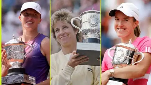 L-R: Iga Swiatek, Chris Evert, and Justine Henin.