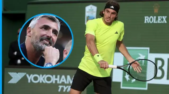 Pictured: Stefanos Tsitsipas and Goran Ivanisevic