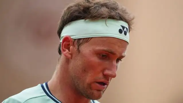 Pictured: Casper Ruud looks on during a match.