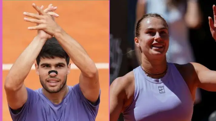 Pictured: Carlos Alcaraz and Aryna Sabalenka.