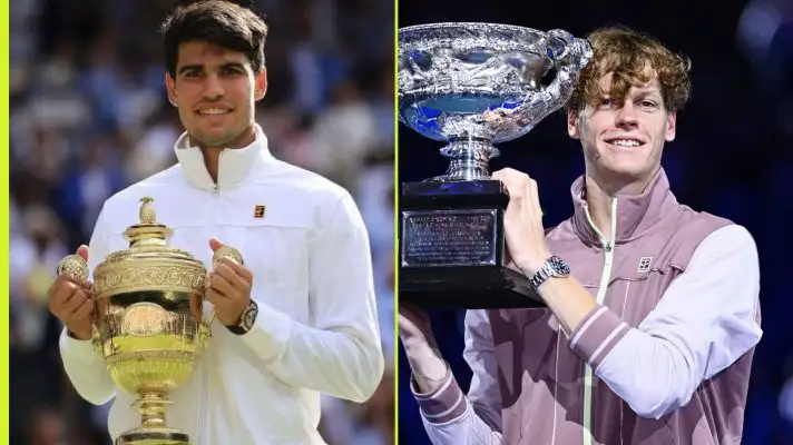 Carlos Alcaraz at Wimbledon 2024, Jannik Sinner at Australian Open 2024.