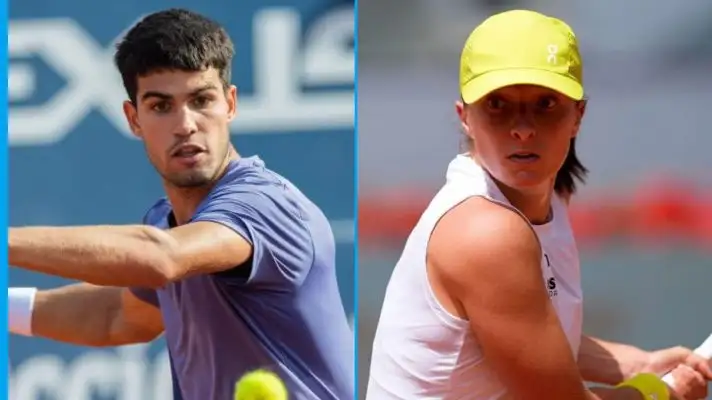 L-R: Carlos Alcaraz and Iga Swiatek.