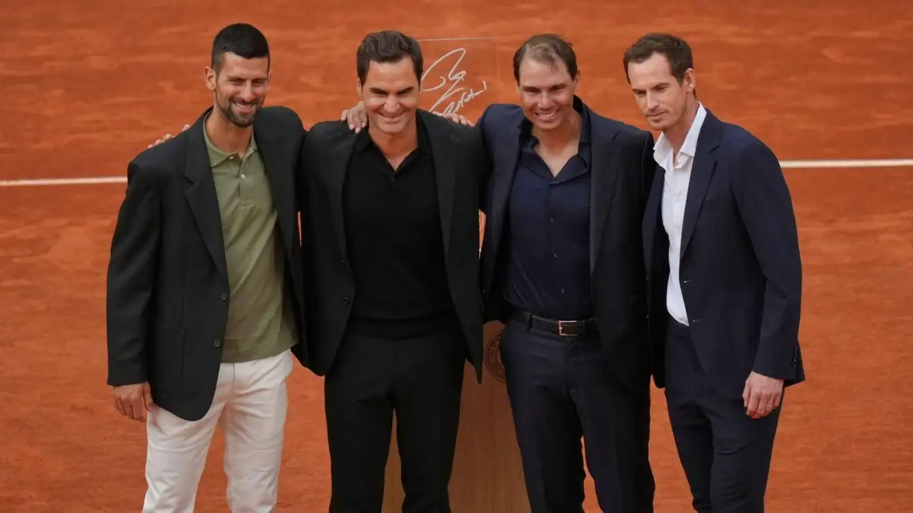 L-R: Novak Djokovic, Roger Federer, Rafael Nadal, and Andy Murray