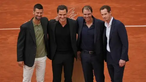 L-R: Novak Djokovic, Roger Federer, Rafael Nadal, and Andy Murray