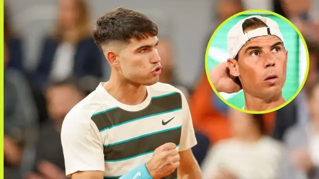 Pictured: Carlos Alcaraz and Rafael Nadal
