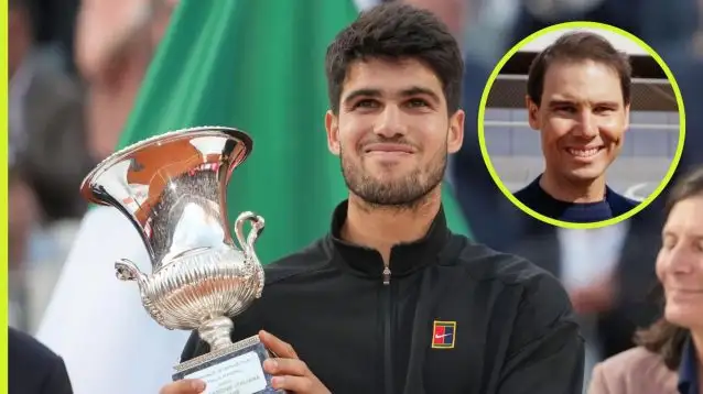 Pictured: Carlos Alcaraz and Rafael Nadal