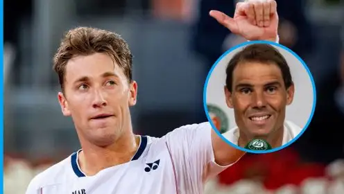 Pictured: Casper Ruud and Rafael Nadal.