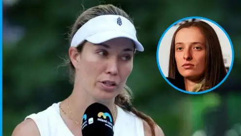 Pictured: Danielle Collins and Iga Swiatek.