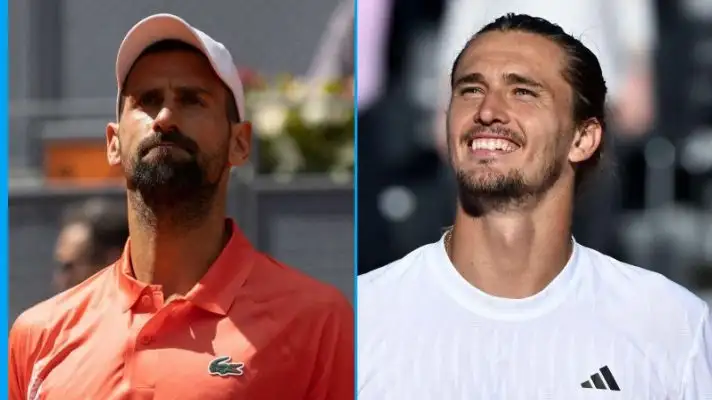 L-R: Novak Djokovic and Alexander Zverev.