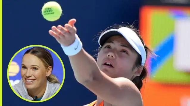 Pictured: Emma Raducanu and Caroline Wozniacki