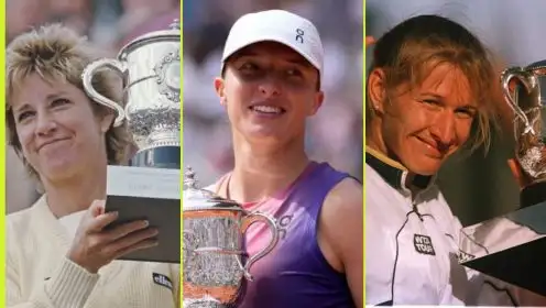 L-R: Chris Evert, Iga Swiatek, and Steffi Graf.