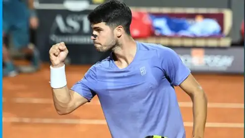 Carlos Alcaraz in action Rome