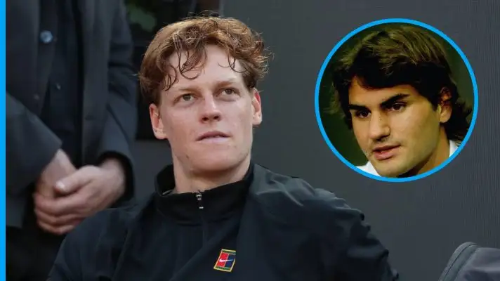 Pictured: Jannik Sinner and Roger Federer