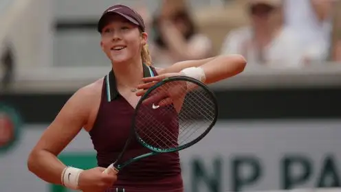 Pictured: Mirra Andreeva celebrates a win.