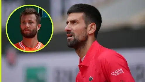 Pictured: Novak Djokovic and Corentin Moutet