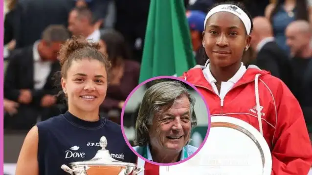 Pictured: Jasmine Paolini, Coco Gauff, and Adriano Panatta.