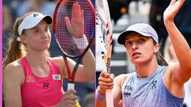 L-R: Elena Rybakina and Iga Swiatek.