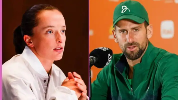 L-R: Iga Swiatek and Novak Djokovic.