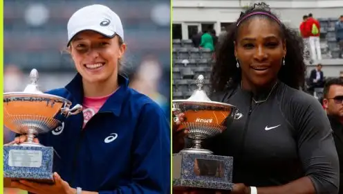 L-R: Iga Swiatek and Serena Williams at the Italian Open.